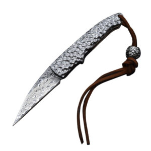Damascus steel carry camping hunting car defense sharp folding knife EDC