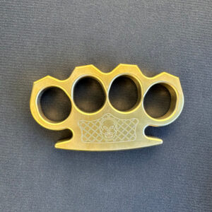 Heavy Duty Brass Knuckle – Solid Steel, Large & Impactful, Gold Skull Design, Superior Durability